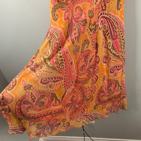 Ann Taylor Women's 90s y2k Vintage Silk Slip Dress Paisley Orange Pink  Mini 4 - Picture 9 of 13